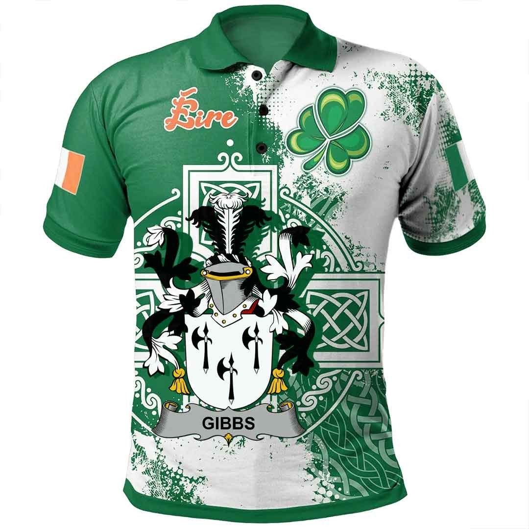 Ireland Clothing - Gibbs Irish Family Crest Polo Shirt - Irish Celtic Cross A7 Ireland Clothing - Gibbs Irish Family Crest Polo Shirt - Irish Celtic Cross A7