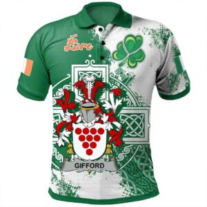 Ireland Clothing - Gifford Irish Family Crest Polo Shirt - Irish Celtic Cross A7