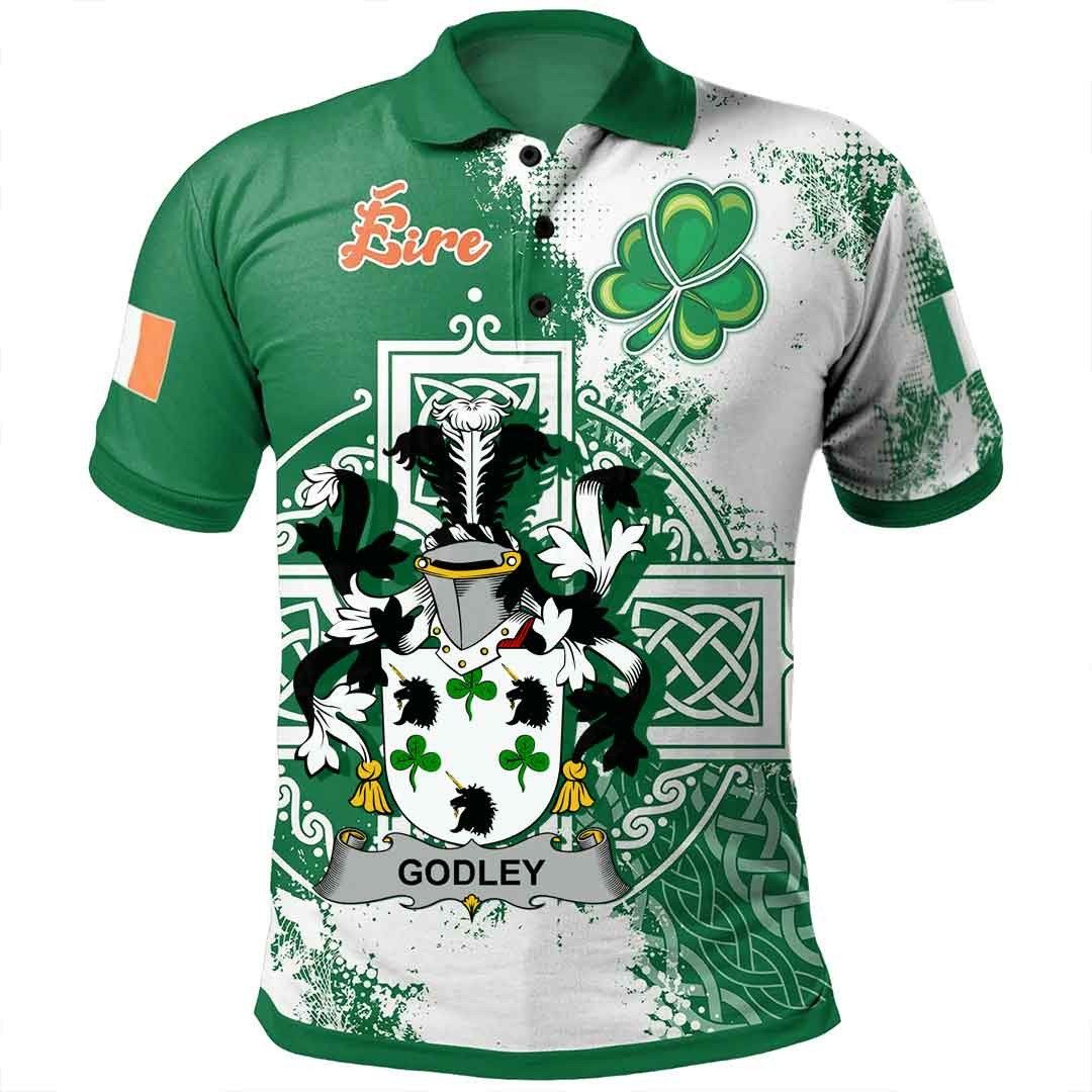 Ireland Clothing - Godley Irish Family Crest Polo Shirt - Irish Celtic Cross A7 Ireland Clothing - Godley Irish Family Crest Polo Shirt - Irish Celtic Cross A7