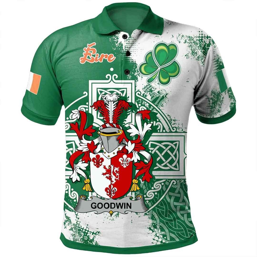 Ireland Clothing - Goodwin Irish Family Crest Polo Shirt - Irish Celtic Cross A7 Ireland Clothing - Goodwin Irish Family Crest Polo Shirt - Irish Celtic Cross A7