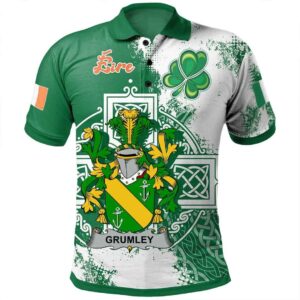 Ireland Clothing - Grumley Irish Family Crest Polo Shirt - Irish Celtic Cross A7