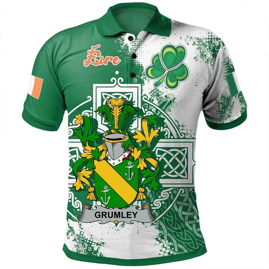 Ireland Clothing - Grumley Irish Family Crest Polo Shirt - Irish Celtic Cross A7 Ireland Clothing - Grumley Irish Family Crest Polo Shirt - Irish Celtic Cross A7