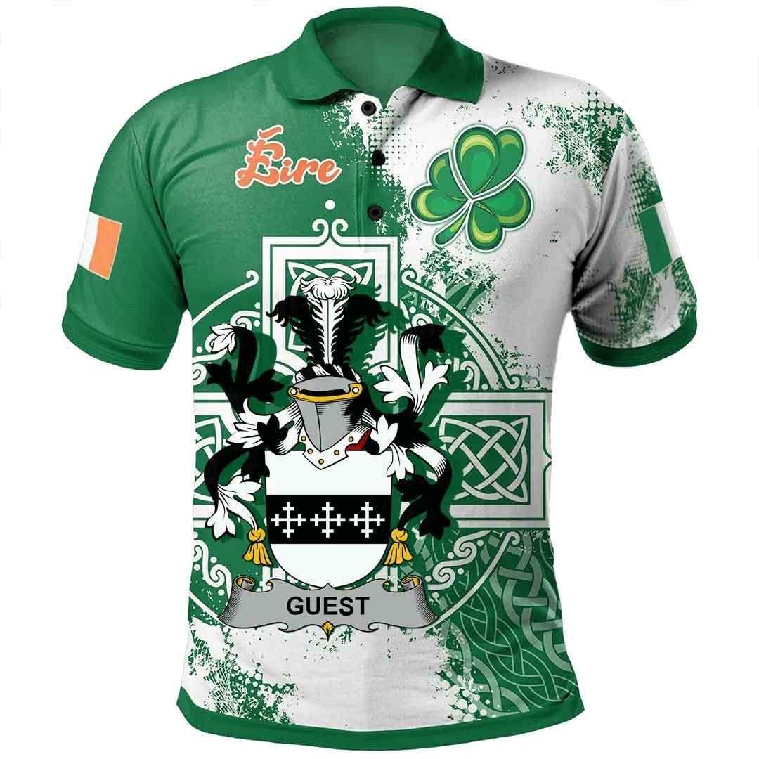 Ireland Clothing - Guest Irish Family Crest Polo Shirt - Irish Celtic Cross A7 Ireland Clothing - Guest Irish Family Crest Polo Shirt - Irish Celtic Cross A7