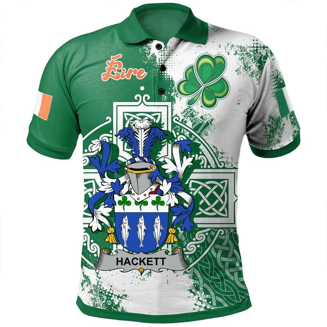 Ireland Clothing - Hackett Irish Family Crest Polo Shirt - Irish Celtic Cross A7 Ireland Clothing - Hackett Irish Family Crest Polo Shirt - Irish Celtic Cross A7