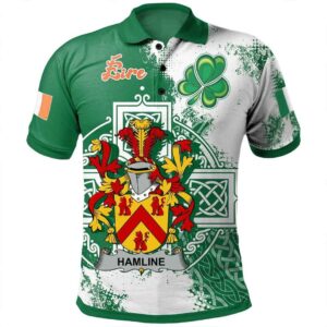 Ireland Clothing - Hamline Irish Family Crest Polo Shirt - Irish Celtic Cross A7