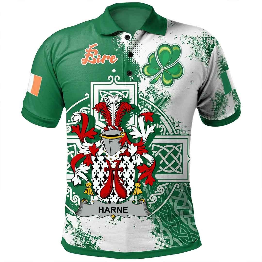 Ireland Clothing - Harne Irish Family Crest Polo Shirt - Irish Celtic Cross A7 Ireland Clothing - Harne Irish Family Crest Polo Shirt - Irish Celtic Cross A7