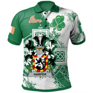 Ireland Clothing - Harper Irish Family Crest Polo Shirt - Irish Celtic Cross A7
