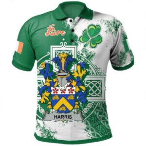 Ireland Clothing - Harris Irish Family Crest Polo Shirt - Irish Celtic Cross A7