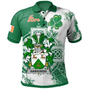 Ireland Clothing - HawkinsIII Irish Family Crest Polo Shirt - Irish Celtic Cross A7