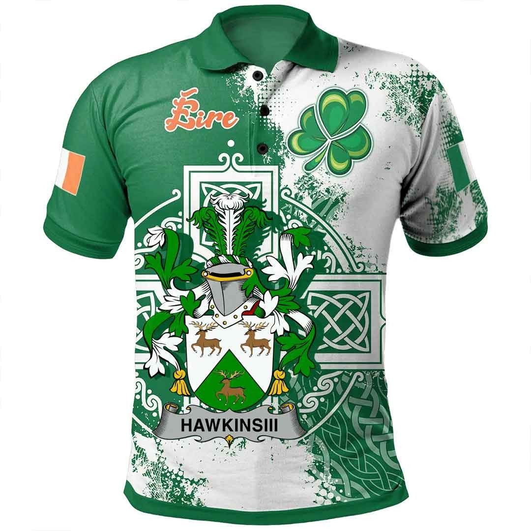 Ireland Clothing - HawkinsIII Irish Family Crest Polo Shirt - Irish Celtic Cross A7 Ireland Clothing - HawkinsIII Irish Family Crest Polo Shirt - Irish Celtic Cross A7