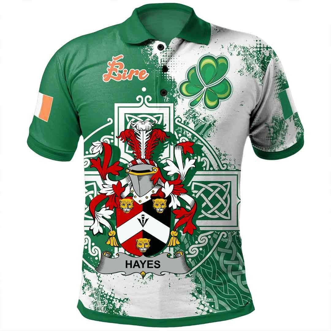 Ireland Clothing - Hayes Irish Family Crest Polo Shirt - Irish Celtic Cross A7 Ireland Clothing - Hayes Irish Family Crest Polo Shirt - Irish Celtic Cross A7