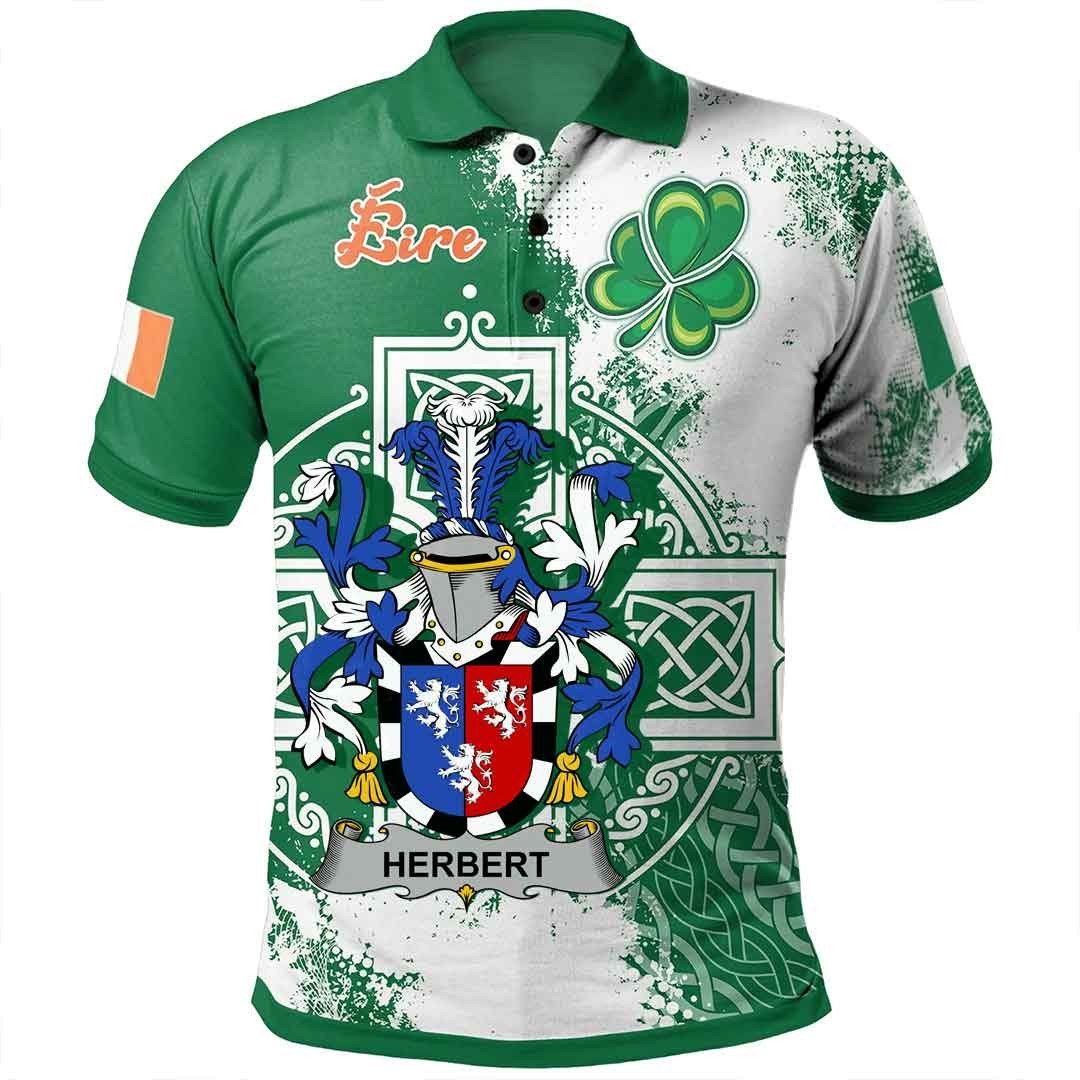 Ireland Clothing - Herbert Irish Family Crest Polo Shirt - Irish Celtic Cross A7 Ireland Clothing - Herbert Irish Family Crest Polo Shirt - Irish Celtic Cross A7