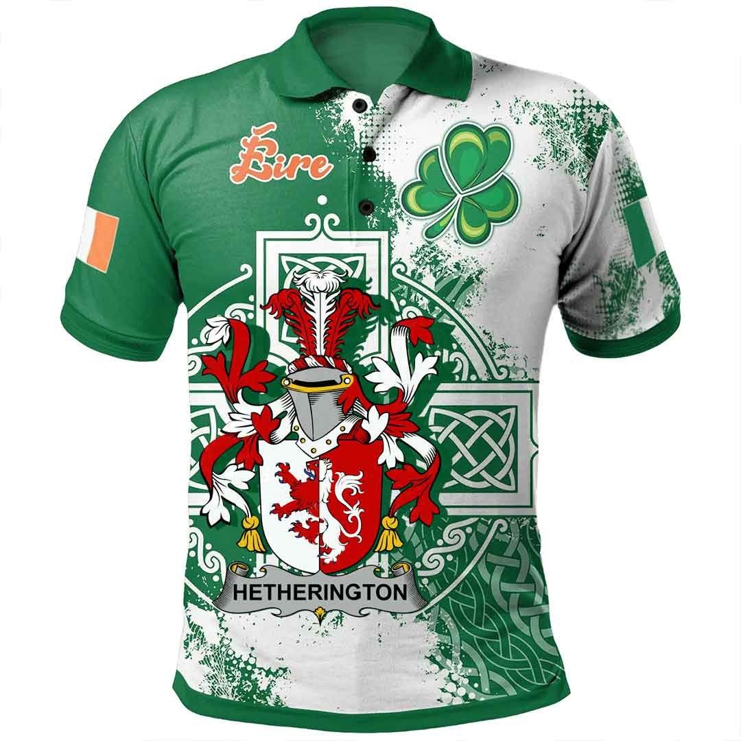 Ireland Clothing - Hetherington Irish Family Crest Polo Shirt - Irish Celtic Cross A7 Ireland Clothing - Hetherington Irish Family Crest Polo Shirt - Irish Celtic Cross A7