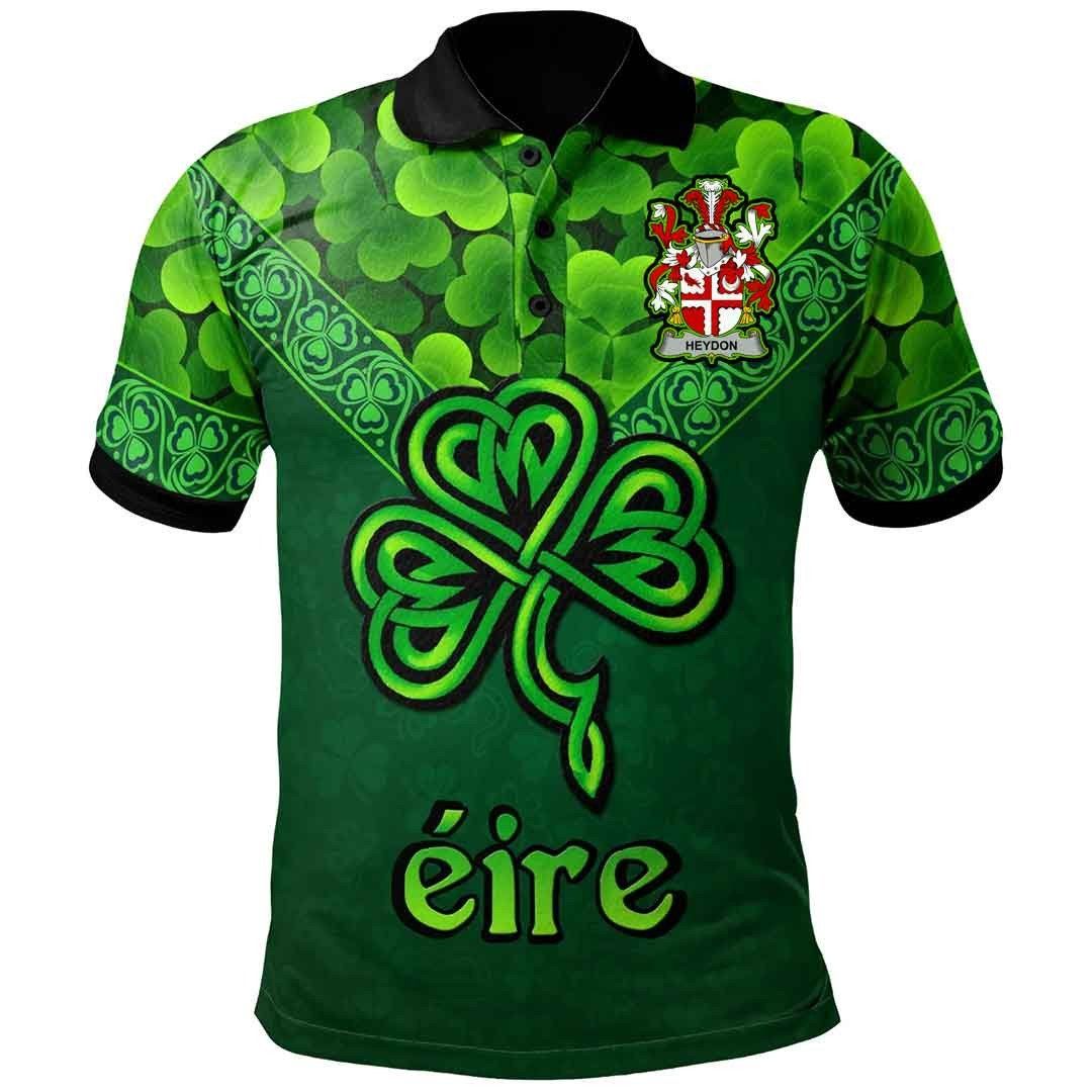 Ireland Clothing - Heydon Irish Family Crest Polo Shirt - Irish Shamrock Triangle A7 Ireland Clothing - Heydon Irish Family Crest Polo Shirt - Irish Shamrock Triangle A7