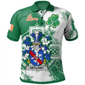 Ireland Clothing - Heyland Irish Family Crest Polo Shirt - Irish Celtic Cross A7