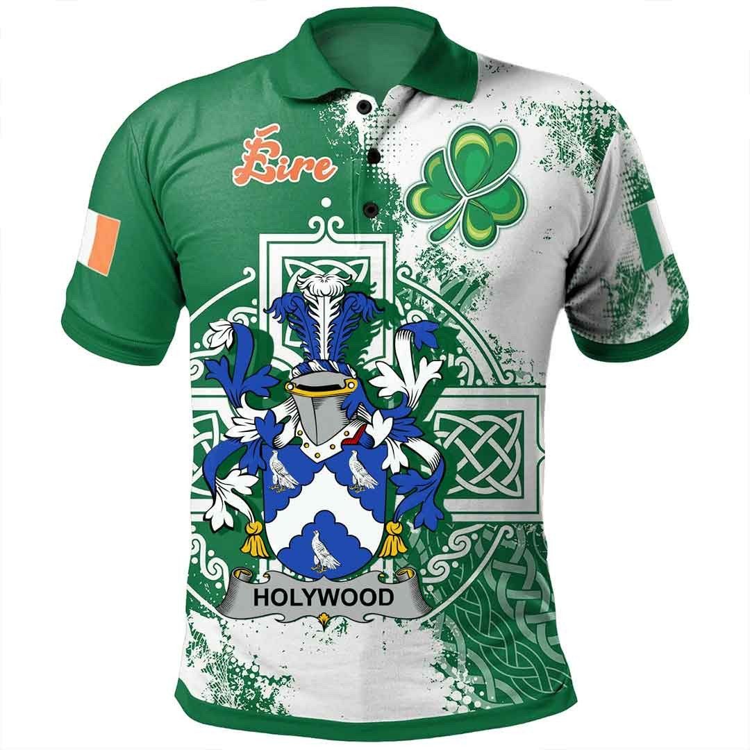 Ireland Clothing - Holywood Irish Family Crest Polo Shirt - Irish Celtic Cross A7 Ireland Clothing - Holywood Irish Family Crest Polo Shirt - Irish Celtic Cross A7