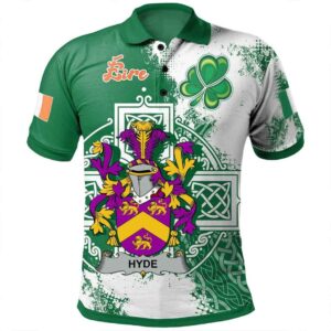 Ireland Clothing - Hyde Irish Family Crest Polo Shirt - Irish Celtic Cross A7