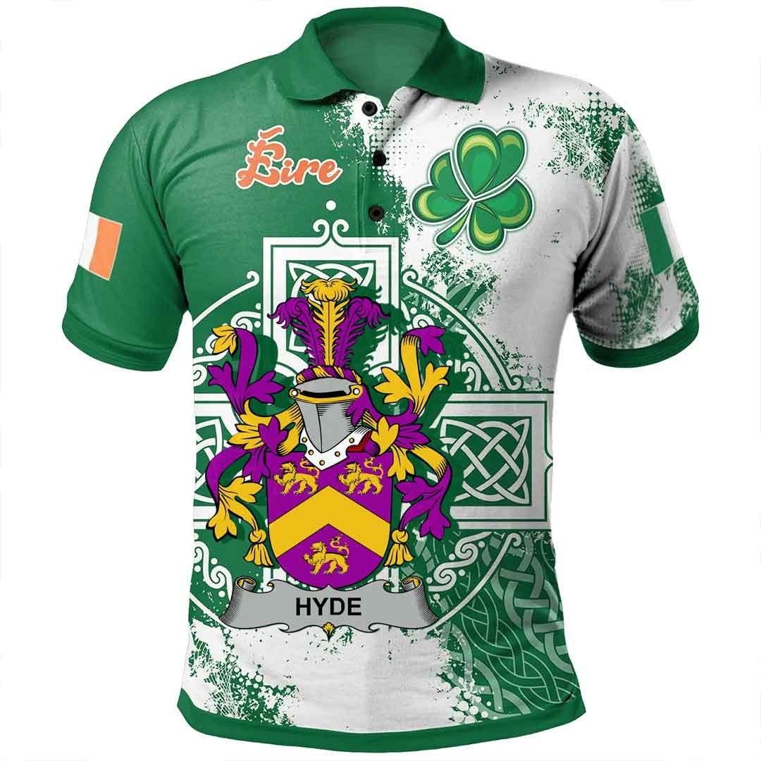 Ireland Clothing - Hyde Irish Family Crest Polo Shirt - Irish Celtic Cross A7 Ireland Clothing - Hyde Irish Family Crest Polo Shirt - Irish Celtic Cross A7