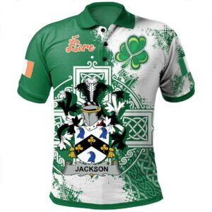 Ireland Clothing - Jackson Irish Family Crest Polo Shirt - Irish Celtic Cross A7