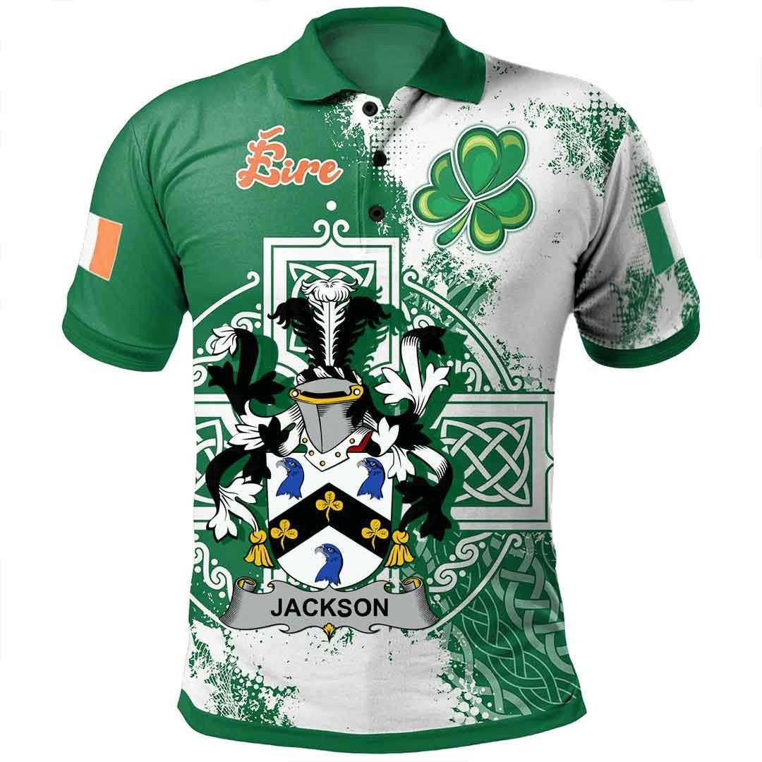 Ireland Clothing - Jackson Irish Family Crest Polo Shirt - Irish Celtic Cross A7 Ireland Clothing - Jackson Irish Family Crest Polo Shirt - Irish Celtic Cross A7