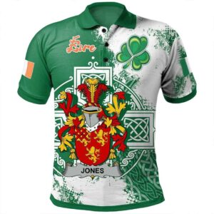 Ireland Clothing - Jones Irish Family Crest Polo Shirt - Irish Celtic Cross A7