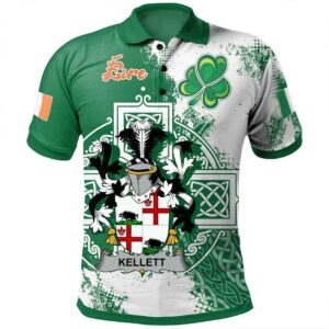 Ireland Clothing - Kellett Irish Family Crest Polo Shirt - Irish Celtic Cross A7