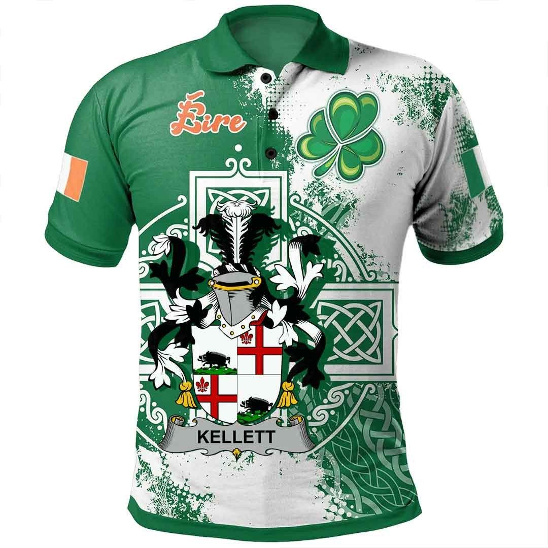 Ireland Clothing - Kellett Irish Family Crest Polo Shirt - Irish Celtic Cross A7 Ireland Clothing - Kellett Irish Family Crest Polo Shirt - Irish Celtic Cross A7