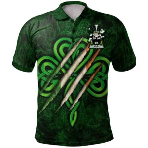 Ireland Clothing - Kent Irish Family Crest Polo Shirt - Irish Shamrock Scratch A7