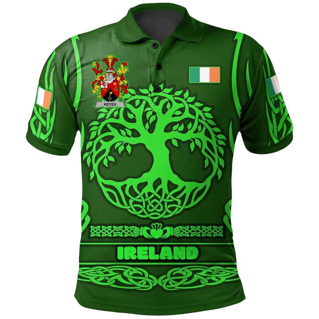 Ireland Clothing - Keyes Irish Family Crest Polo Shirt - Symbol of Celtic A7 Ireland Clothing - Keyes Irish Family Crest Polo Shirt - Symbol of Celtic A7