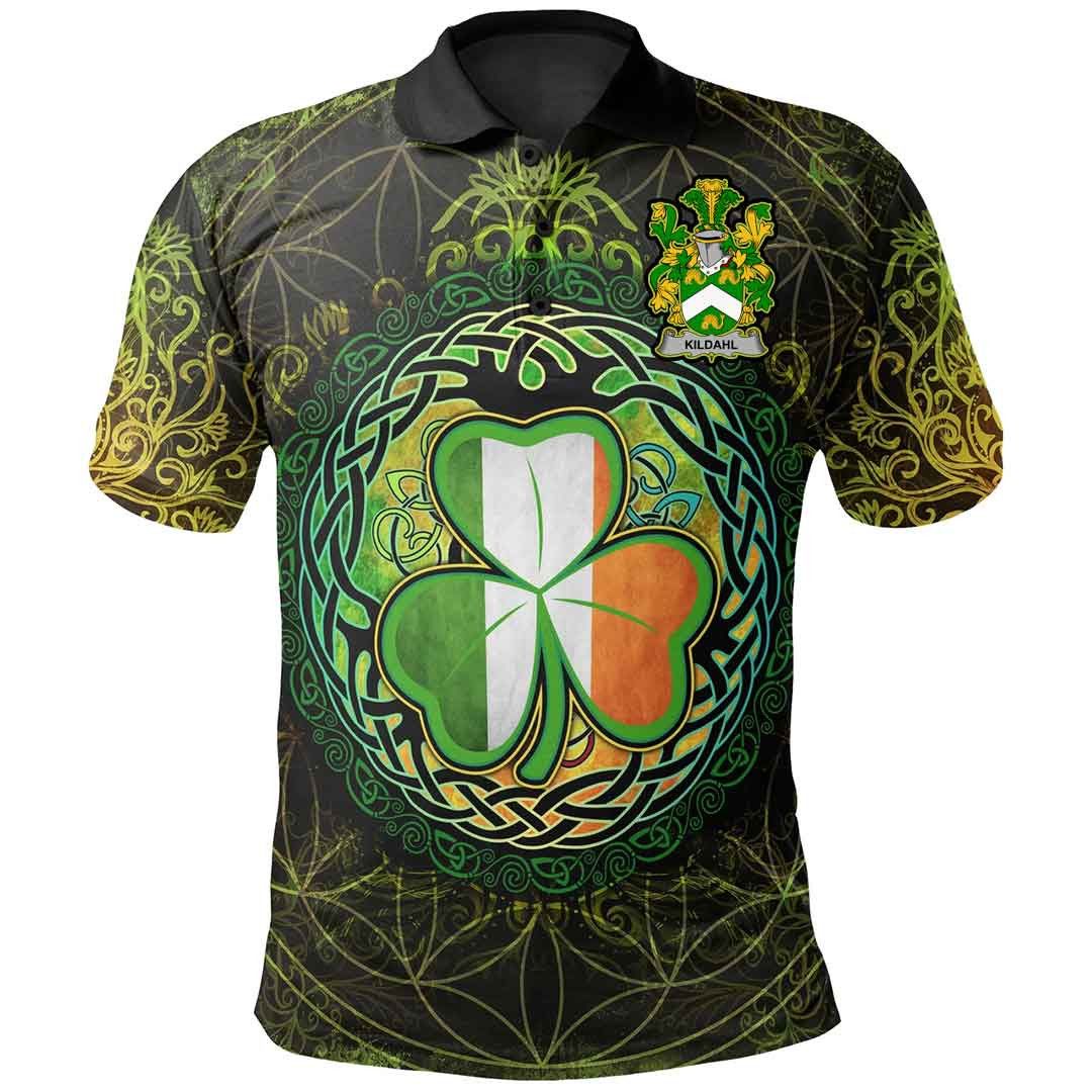 Ireland Clothing - Kildahl Irish Family Crest Polo Shirt - Irish Shamrock Triangle A7 Ireland Clothing - Kildahl Irish Family Crest Polo Shirt - Irish Shamrock Triangle A7
