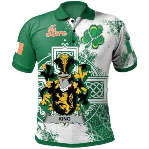 Ireland Clothing - King Irish Family Crest Polo Shirt - Irish Celtic Cross A7