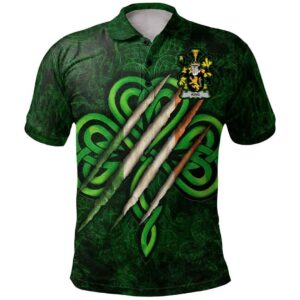 Ireland Clothing - King Irish Family Crest Polo Shirt - Irish Shamrock Scratch A7