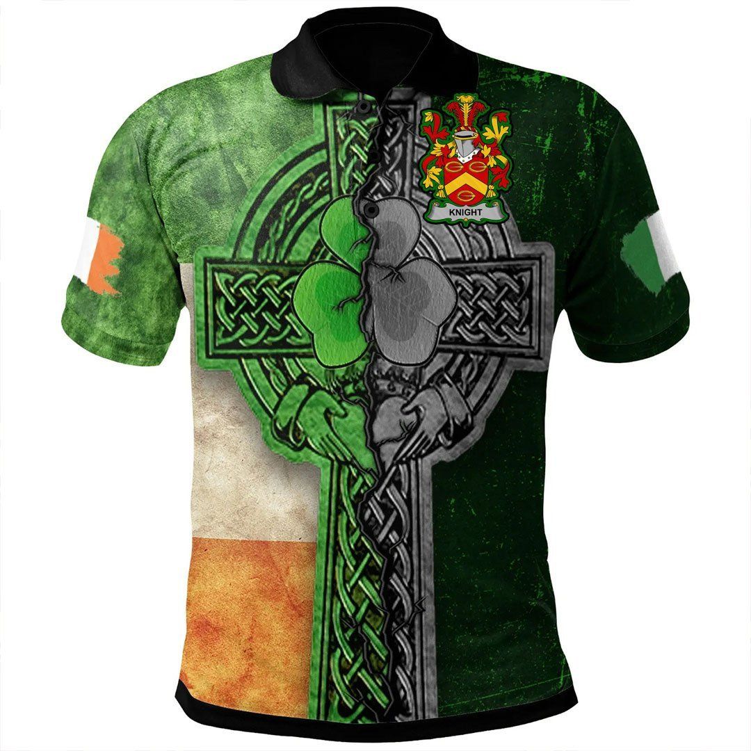 Ireland Clothing - Knight Irish Family Crest Polo Shirt - Irish Claddagh Cross A7 Ireland Clothing - Knight Irish Family Crest Polo Shirt - Irish Claddagh Cross A7