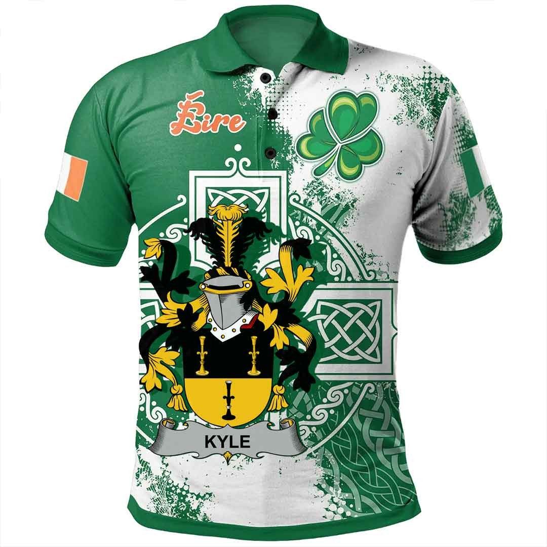 Ireland Clothing - Kyle Irish Family Crest Polo Shirt - Irish Celtic Cross A7 Ireland Clothing - Kyle Irish Family Crest Polo Shirt - Irish Celtic Cross A7