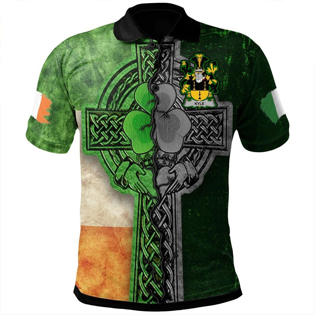 Ireland Clothing - Kyle Irish Family Crest Polo Shirt - Irish Claddagh Cross A7 Ireland Clothing - Kyle Irish Family Crest Polo Shirt - Irish Claddagh Cross A7