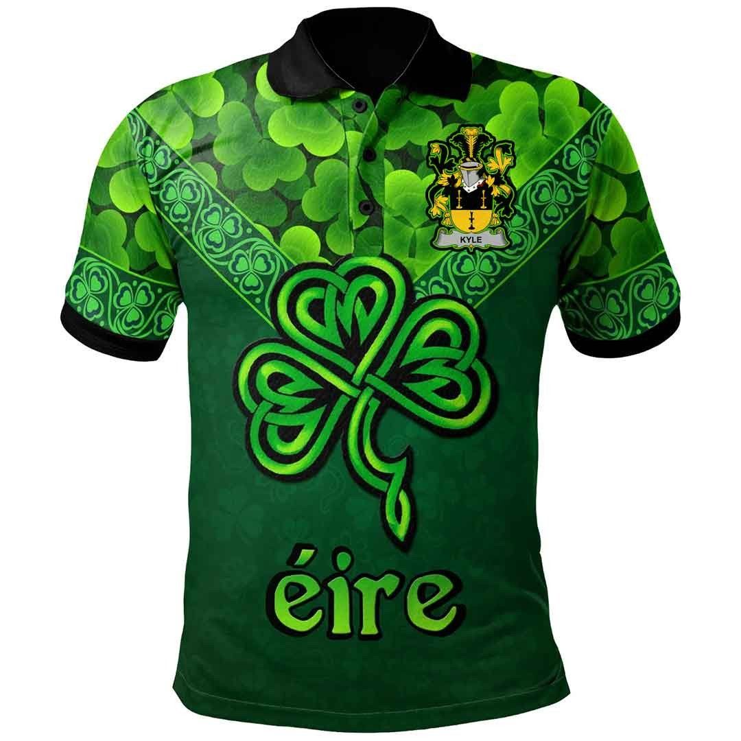 Ireland Clothing - Kyle Irish Family Crest Polo Shirt - Irish Shamrock Triangle A7 Ireland Clothing - Kyle Irish Family Crest Polo Shirt - Irish Shamrock Triangle A7
