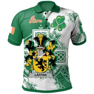 Ireland Clothing - Laffan Irish Family Crest Polo Shirt - Irish Celtic Cross A7