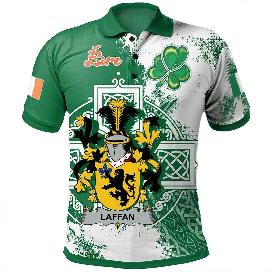 Ireland Clothing - Laffan Irish Family Crest Polo Shirt - Irish Celtic Cross A7 Ireland Clothing - Laffan Irish Family Crest Polo Shirt - Irish Celtic Cross A7