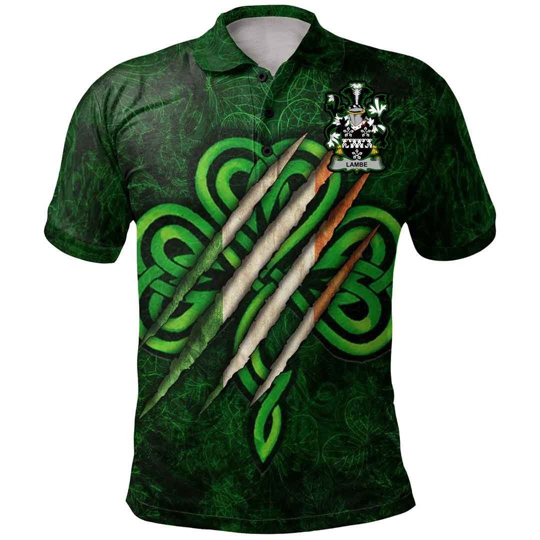Ireland Clothing - Lambe Irish Family Crest Polo Shirt - Irish Shamrock Scratch A7 Ireland Clothing - Lambe Irish Family Crest Polo Shirt - Irish Shamrock Scratch A7