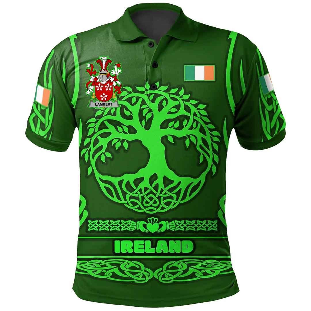 Ireland Clothing - Lambert Irish Family Crest Polo Shirt - Symbol of Celtic A7 Ireland Clothing - Lambert Irish Family Crest Polo Shirt - Symbol of Celtic A7