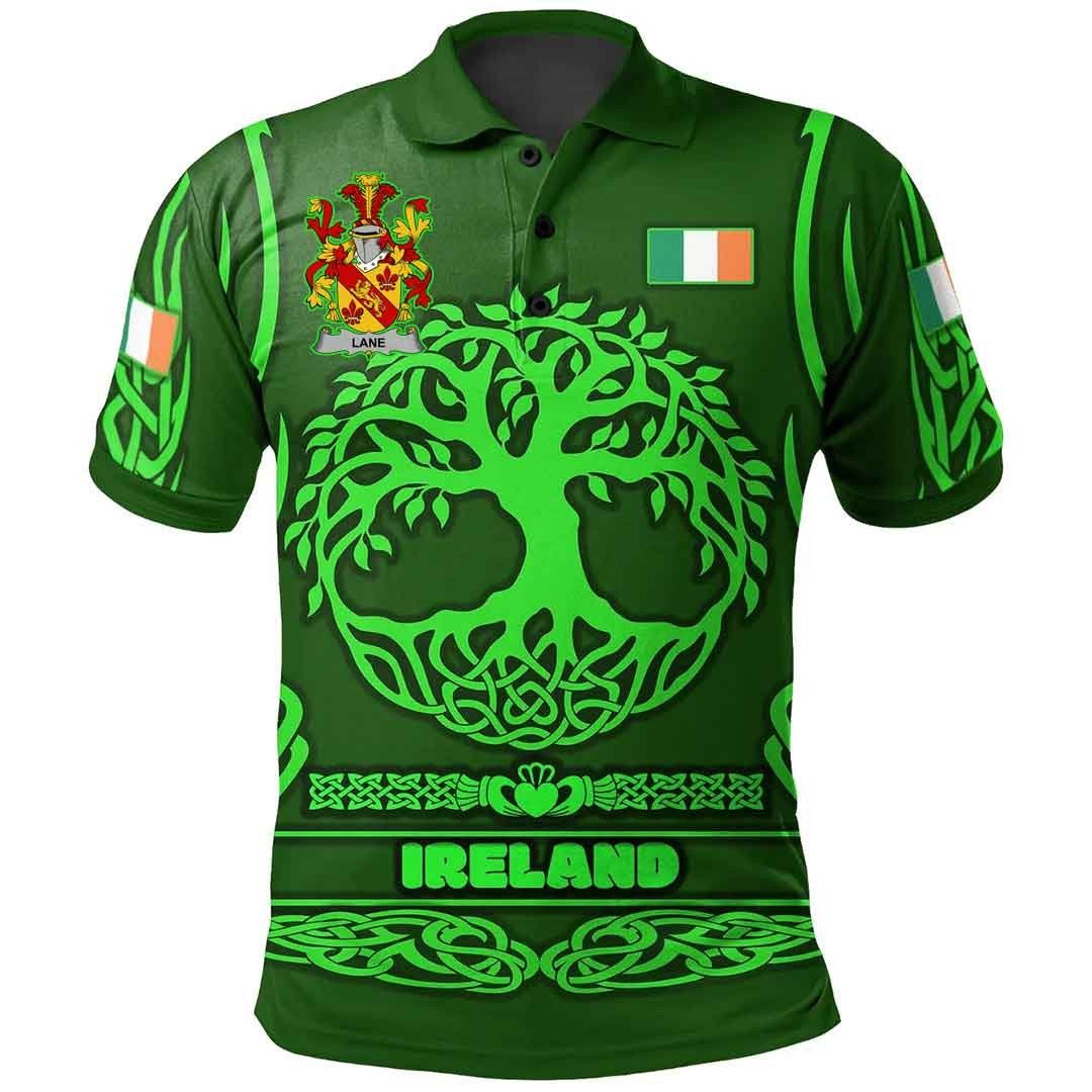 Ireland Clothing - Lane Irish Family Crest Polo Shirt - Symbol of Celtic A7 Ireland Clothing - Lane Irish Family Crest Polo Shirt - Symbol of Celtic A7