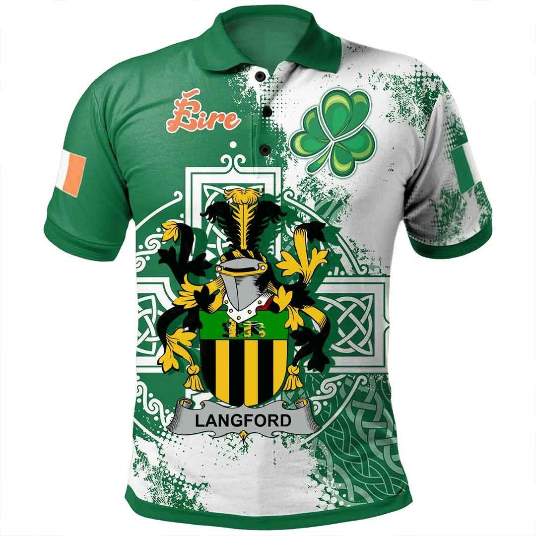 Ireland Clothing - Langford Irish Family Crest Polo Shirt - Irish Celtic Cross A7 Ireland Clothing - Langford Irish Family Crest Polo Shirt - Irish Celtic Cross A7