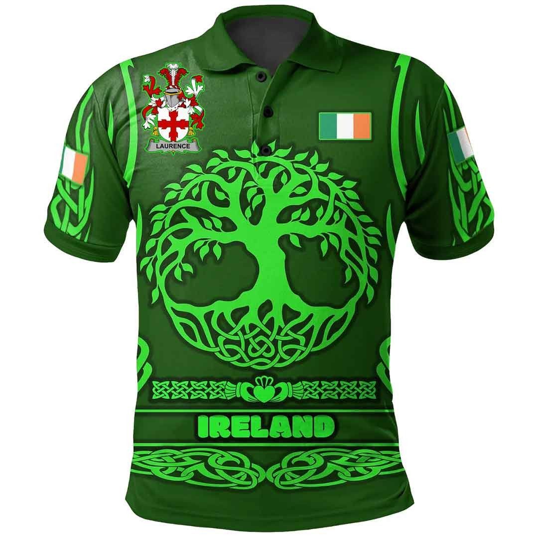 Ireland Clothing - Laurence Irish Family Crest Polo Shirt - Symbol of Celtic A7 Ireland Clothing - Laurence Irish Family Crest Polo Shirt - Symbol of Celtic A7