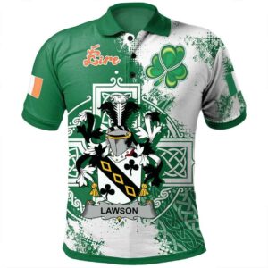Ireland Clothing - Lawson Irish Family Crest Polo Shirt - Irish Celtic Cross A7