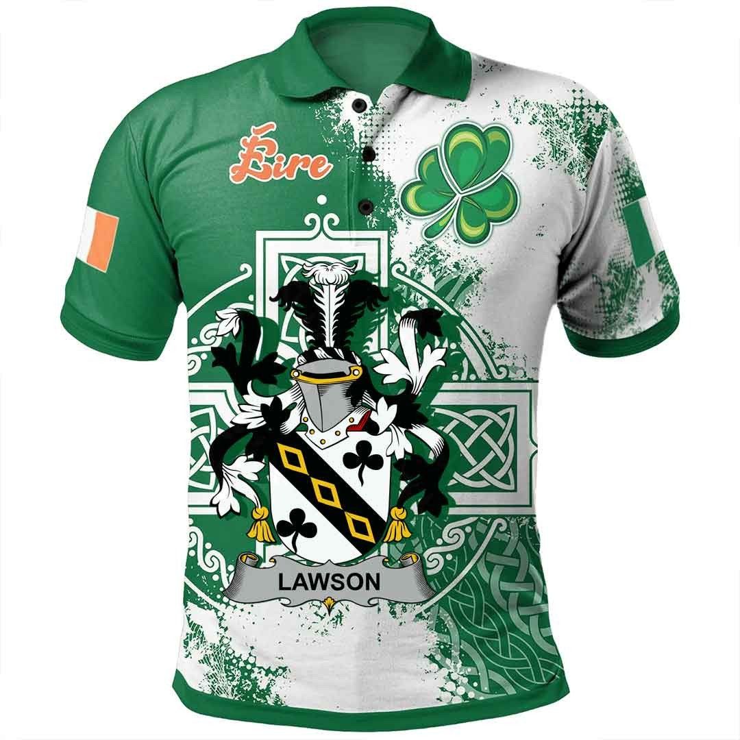 Ireland Clothing - Lawson Irish Family Crest Polo Shirt - Irish Celtic Cross A7 Ireland Clothing - Lawson Irish Family Crest Polo Shirt - Irish Celtic Cross A7