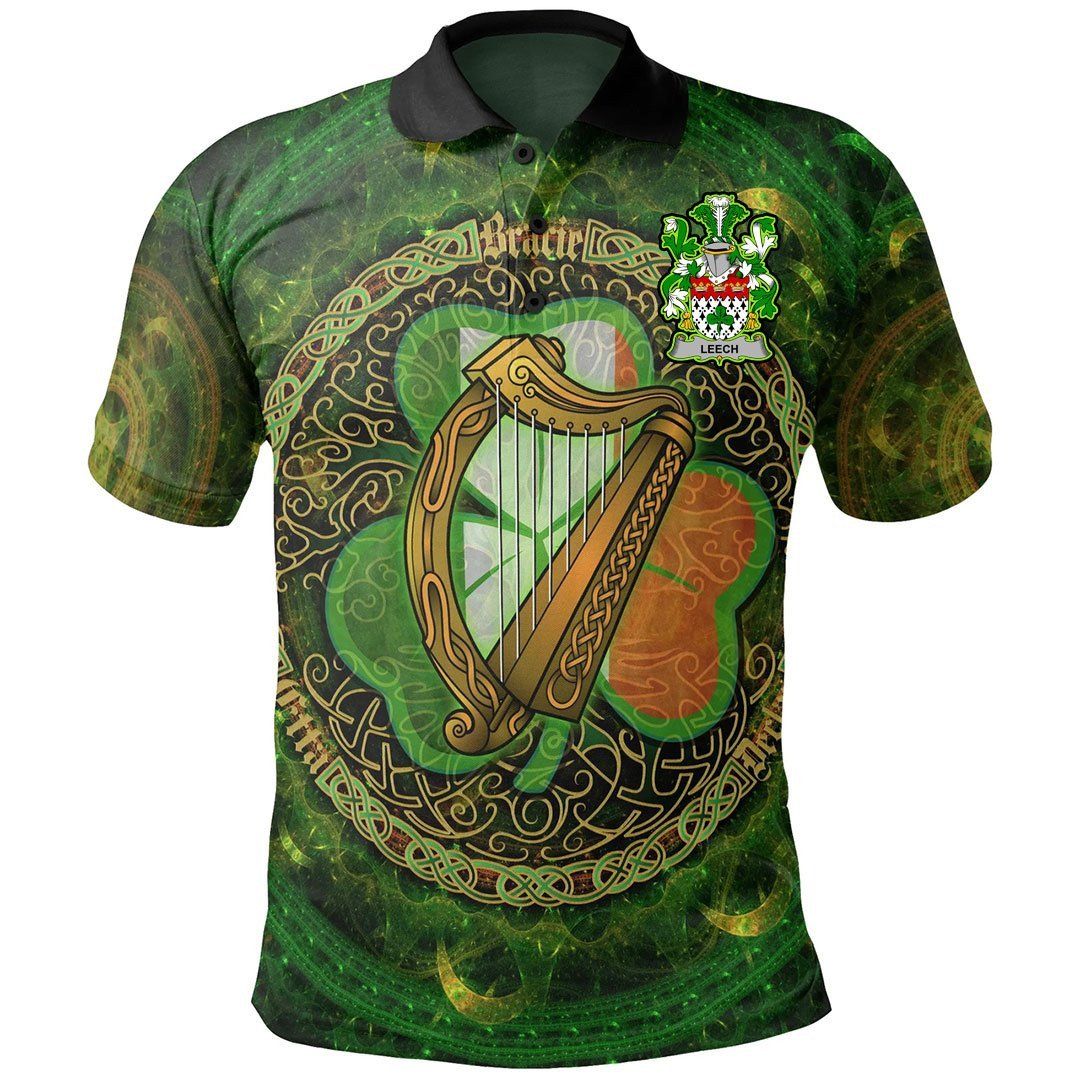 Ireland Clothing - Leech Irish Family Crest Polo Shirt - Celtic Tree A7 Ireland Clothing - Leech Irish Family Crest Polo Shirt - Celtic Tree A7