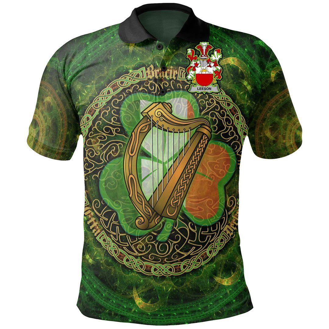 Ireland Clothing - Leeson Irish Family Crest Polo Shirt - Celtic Tree A7 Ireland Clothing - Leeson Irish Family Crest Polo Shirt - Celtic Tree A7