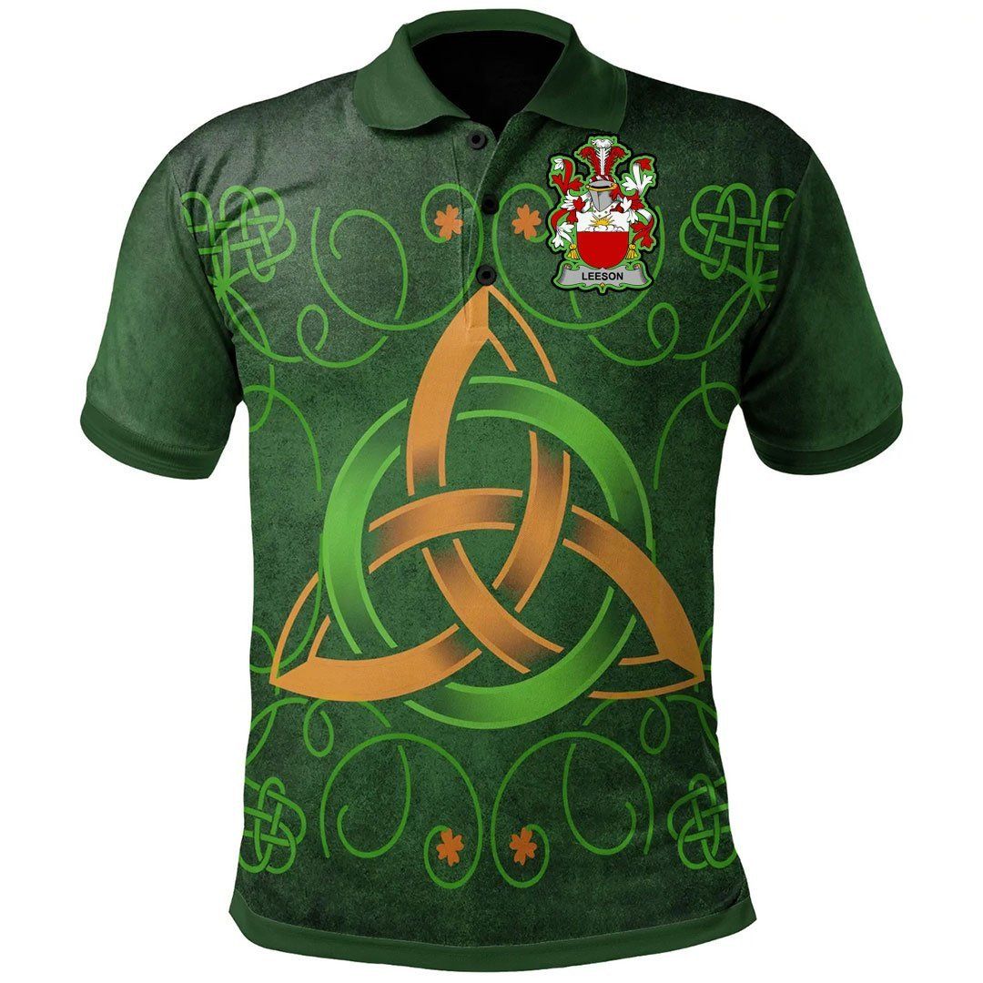 Ireland Clothing - Leeson Irish Family Crest Polo Shirt - Celtic Triquetra Knot A7 Ireland Clothing - Leeson Irish Family Crest Polo Shirt - Celtic Triquetra Knot A7