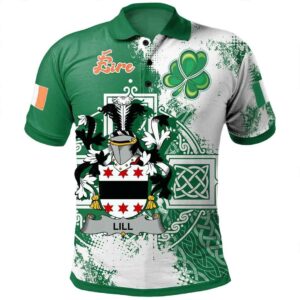 Ireland Clothing - Lill Irish Family Crest Polo Shirt - Irish Celtic Cross A7