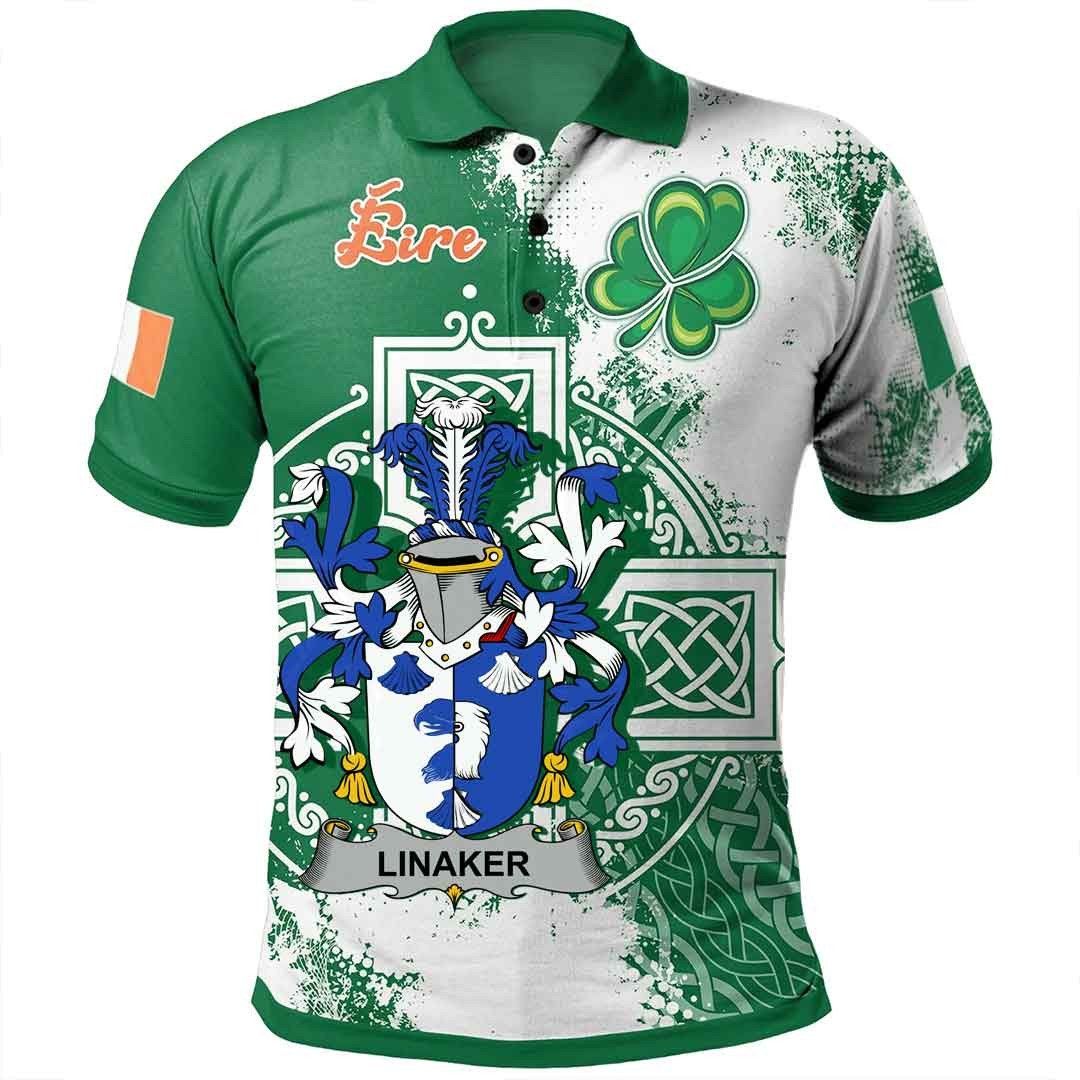 Ireland Clothing - Linaker Irish Family Crest Polo Shirt - Irish Celtic Cross A7 Ireland Clothing - Linaker Irish Family Crest Polo Shirt - Irish Celtic Cross A7
